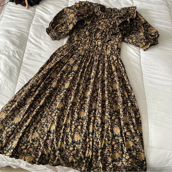 droopy and brown dress 1970s Droopy & Browns Asian Print Dress main image 1